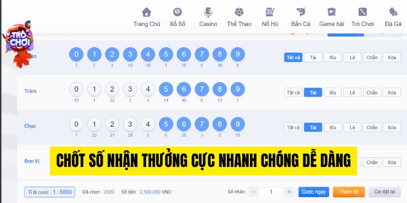 Chốt số nhận thưởng cực nhanh chóng dễ dàng